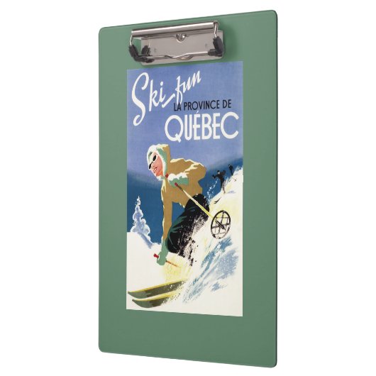 Vrouw Skiing - zowel Engels als Frans Poster Klembord (Links)