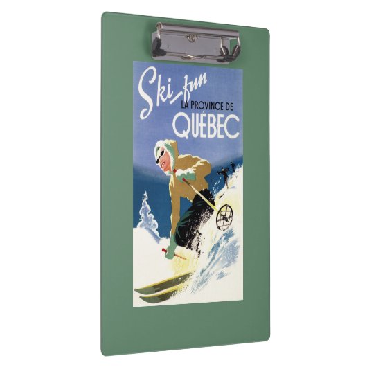 Vrouw Skiing - zowel Engels als Frans Poster Klembord (Rechts)