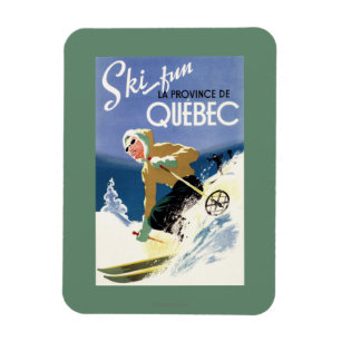 Vrouw Skiing - zowel Engels als Frans Poster Magneet