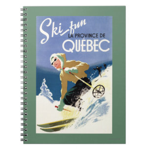 Vrouw Skiing - zowel Engels als Frans Poster Notitieboek