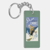 Vrouw Skiing - zowel Engels als Frans Poster Sleutelhanger (Voorkant Links)