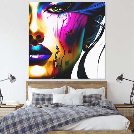 Vrouw sluit af canvas afdruk (Insitu (Slaapkamer))