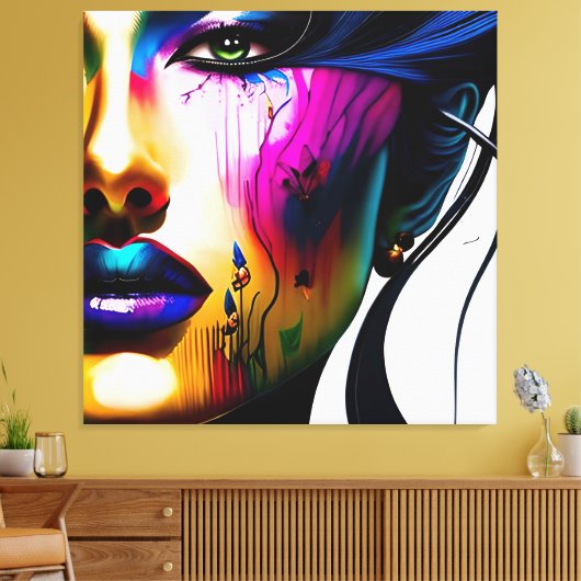 Vrouw sluit af canvas afdruk (Insitu (Woonkamer))