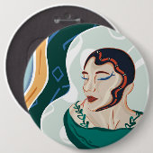 Vrouw Snake - Snake Head Lady Ronde Button 6,0 Cm (Voorkant /achterkant)