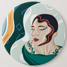 Vrouw Snake - Snake Head Lady Ronde Button 6,0 Cm