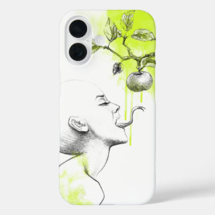 Vrouw Snake tong Apple Green splash Surreal art iPhone 16 Hoesje