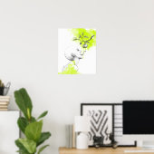Vrouw Snake tong Apple Green splash Surreal art Poster (Thuiskantoor)