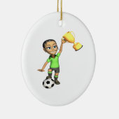Vrouw Soccer Champion Keramisch Ornament (Rechts)