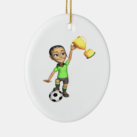 Vrouw Soccer Champion Keramisch Ornament (Rechts)