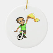 Vrouw Soccer Champion Keramisch Ornament (Voorkant)