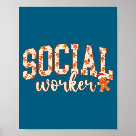 Vrouw sociaal werker kerstman school poster (Voorkant)