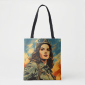 Vrouw Soldier Sci-Fi Tote Bag (Voorkant)