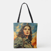 Vrouw Soldier Sci-Fi Tote Bag (Achterkant)