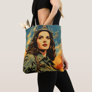 Vrouw Soldier Sci-Fi Tote Bag