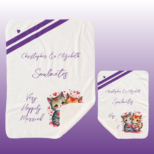 Vrouw soulmates schattige katten jubileum cadeau sherpa deken