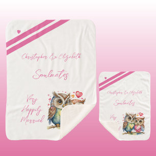 Vrouw soulmates schattige uilen jubileum cadeau sherpa deken