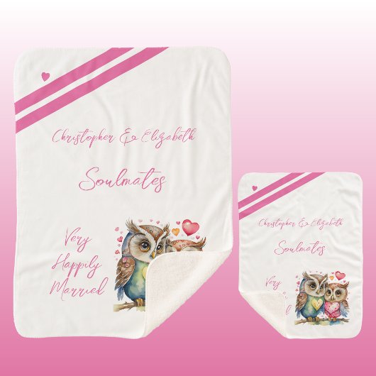 Vrouw soulmates schattige uilen jubileum cadeau sherpa deken