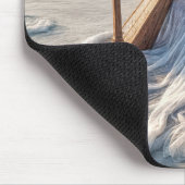 Vrouw speelt harp in oceaanwater muismat (Hoek)