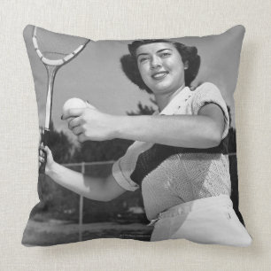 Vrouw speelt tennis 3 kussen