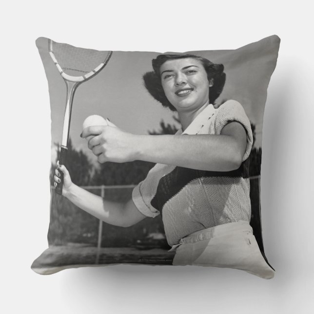 Vrouw speelt tennis 3 kussen (Voorkant)