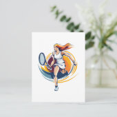 vrouw speelt tennis briefkaart (Staand voorkant)