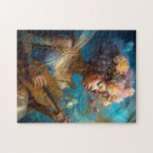 Vrouw Spelen Lute Afro-Amerikaanse Fantasy Art Legpuzzel (Horizontaal)