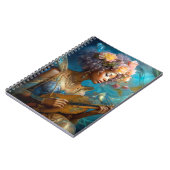 Vrouw Spelen Lute Afro-Amerikaanse Fantasy Art Notitieboek (Linkerzijde)