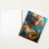 Vrouw Spelen Lute Afro-Amerikaanse Fantasy Art Planner (Display)