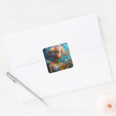 Vrouw Spelen Lute Afro-Amerikaanse Fantasy Art Vierkante Sticker (Envelop)