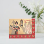 Vrouw Spiegel Kaars Klok Ghost Jack O Lantern Briefkaart (Staand voorkant)