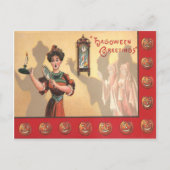 Vrouw Spiegel Kaars Klok Ghost Jack O Lantern Briefkaart (Voorkant)