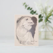 Vrouw spook kostuum blad sepia briefkaart (Staand voorkant)