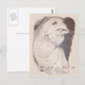 Vrouw spook kostuum blad sepia briefkaart (Voorkant / Achterkant)