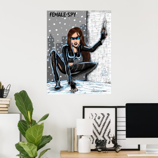 Vrouw Spy Poster (Thuiskantoor)