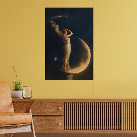 Vrouw staand op een wassende maan poster (Woonkamer 2)