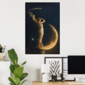 Vrouw staand op een wassende maan poster (Thuiskantoor)