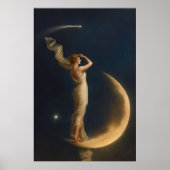 Vrouw staand op een wassende maan poster (Voorkant)