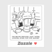 Vrouw staat na het koken. grappig sticker (Vel)