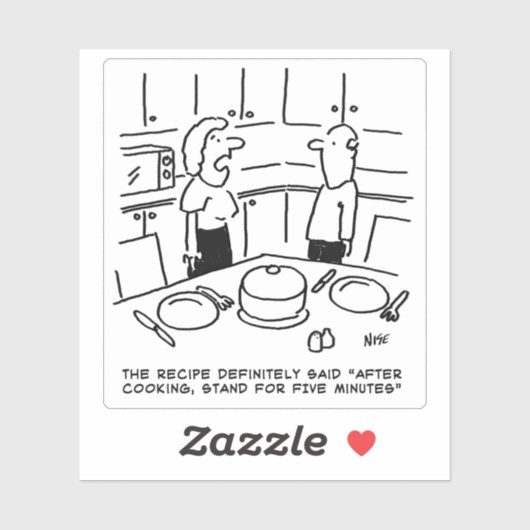 Vrouw staat na het koken. grappig sticker (Vel)