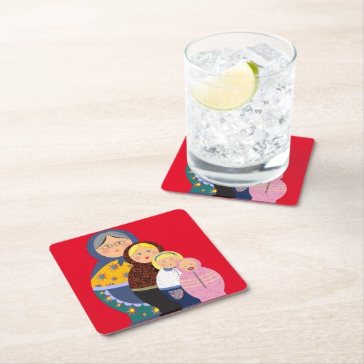 Vrouw stadia van het leven Matryoshka poppen Kartonnen Onderzetters (Insitu)