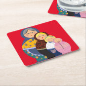 Vrouw stadia van het leven Matryoshka poppen Kartonnen Onderzetters (Schuin)