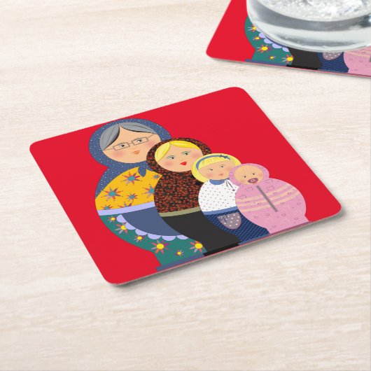 Vrouw stadia van het leven Matryoshka poppen Kartonnen Onderzetters (Schuin)