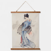 Vrouw Stands met een Ventilator, Hokusai Hangend Wandkleed (Voorkant)
