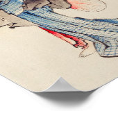 Vrouw Stands met een Ventilator, Hokusai Poster (Hoek)