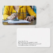 Vrouw stempelt documenten | Openbare notaris  Visitekaartje (Voorkant / Achterkant)