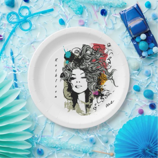 Vrouw Sterke machtig Papieren Bordje (Feest)