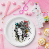 Vrouw Sterke machtig Papieren Bordje (Feest)