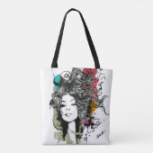 Vrouw Sterke machtig Tote Bag (Achterkant)