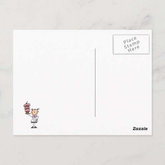 Vrouw Stick Figuur Baker Briefkaart (Achterkant)