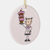 Vrouw Stick Figuur Baker Keramisch Ornament (Rechts)